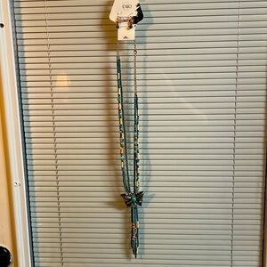 New Blue beads with silver  butterfly Pendant. Multi bead color accents